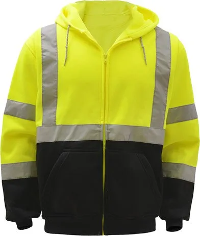 Class 3 Zipper Front Hooded Sweatshirt with Black Bottom