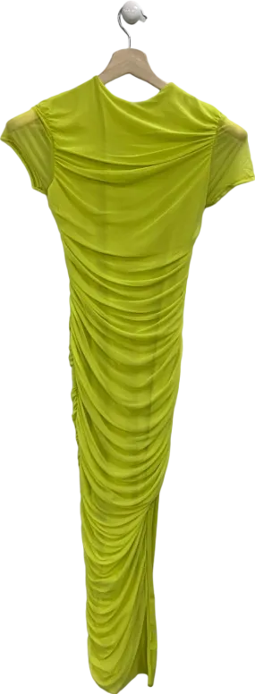 Club L Lime T Shirt Style Midi Dress With Mesh Overlay And Curved Skirt UK 8