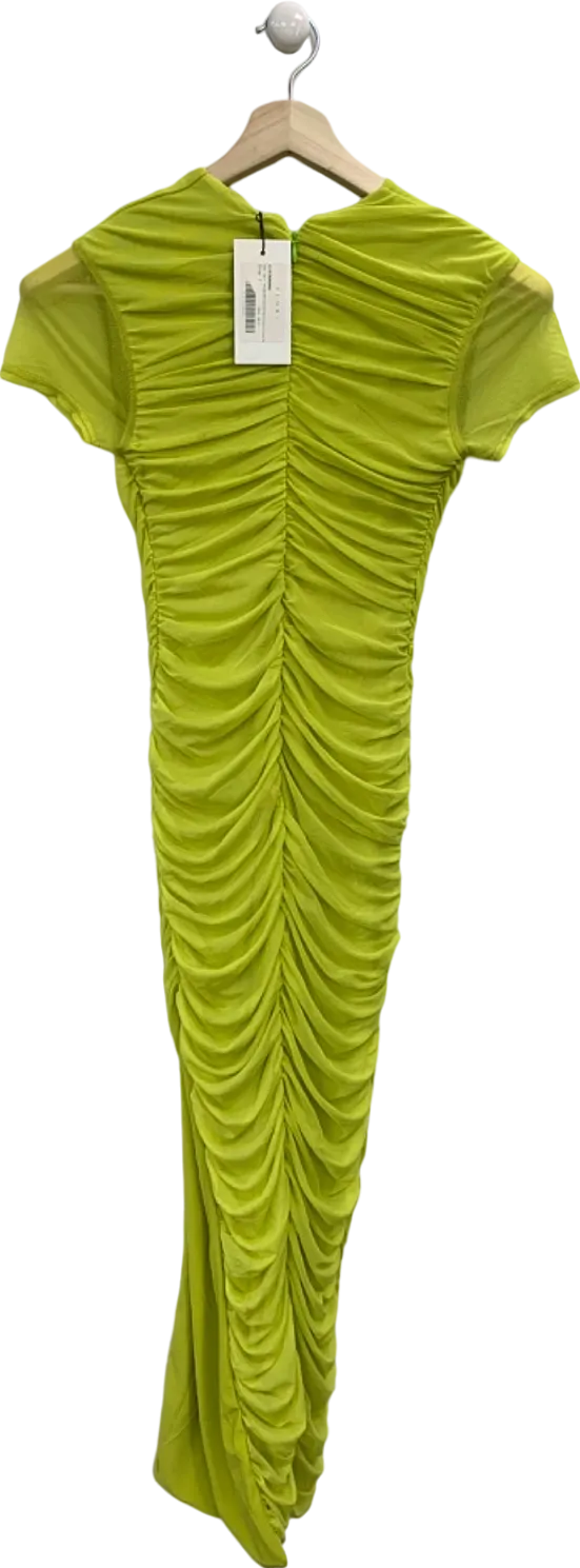 Club L Lime T Shirt Style Midi Dress With Mesh Overlay And Curved Skirt UK 8