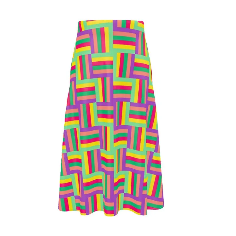 Color Matrix Midi Skirt