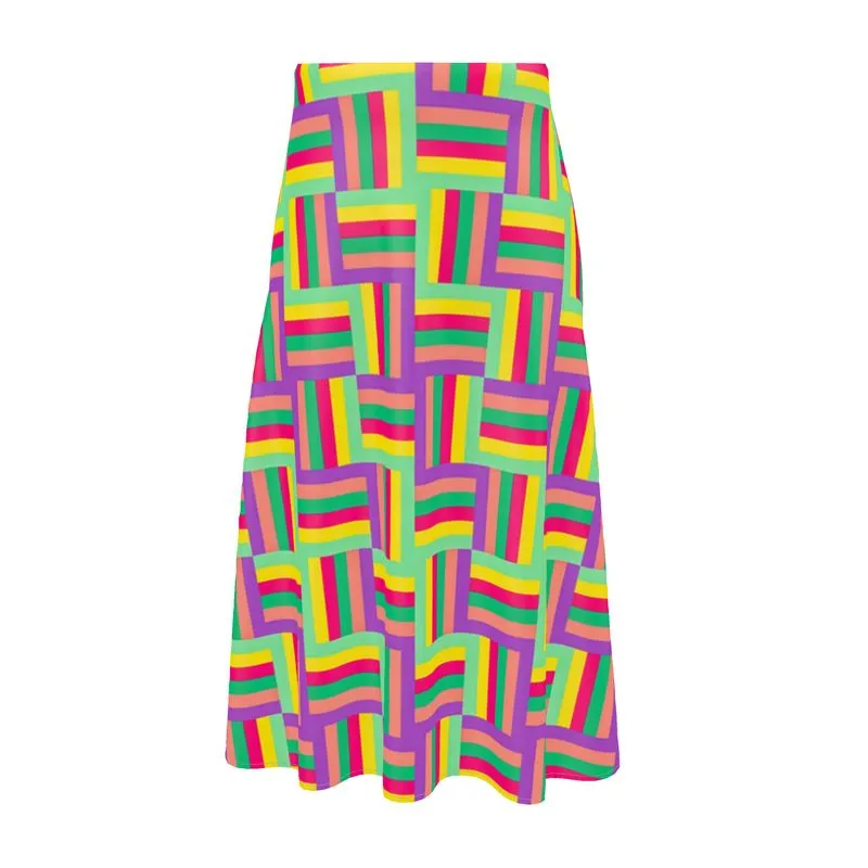 Color Matrix Midi Skirt