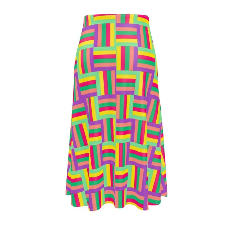 Color Matrix Midi Skirt