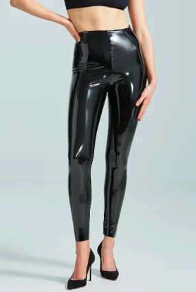 COMMANDO FAUX PATENT LEATHER LEGGINGS BLACK