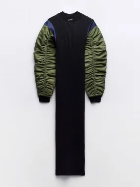 Contrast nylon midi dress