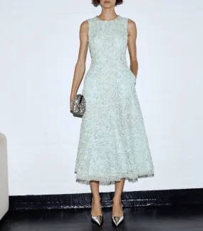 Cord Lace Midi Dress Green