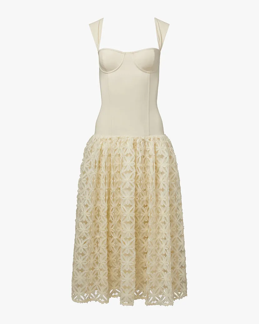 Corset Lace Skirt Midi Dress