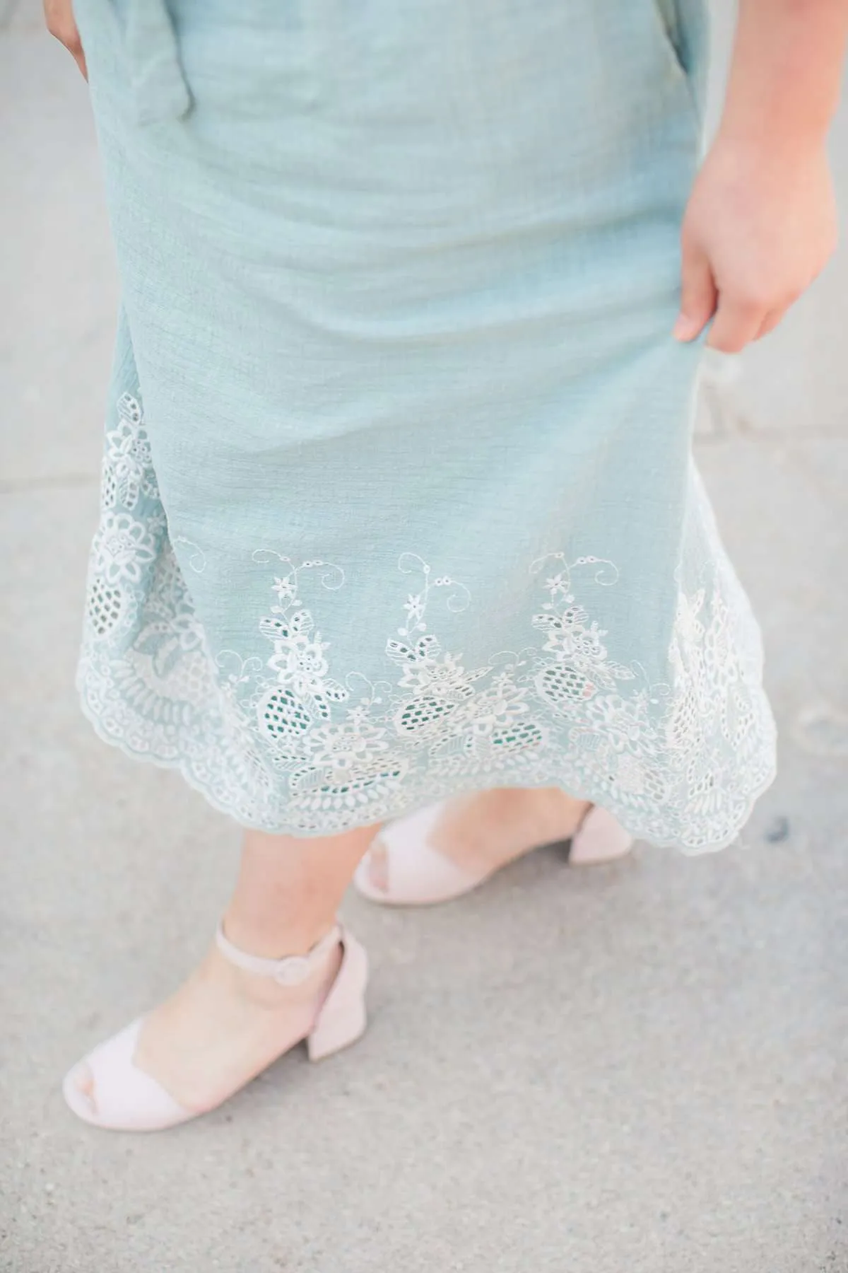 Cotton Embroidered Hem Midi Skirt-FINAL SALE
