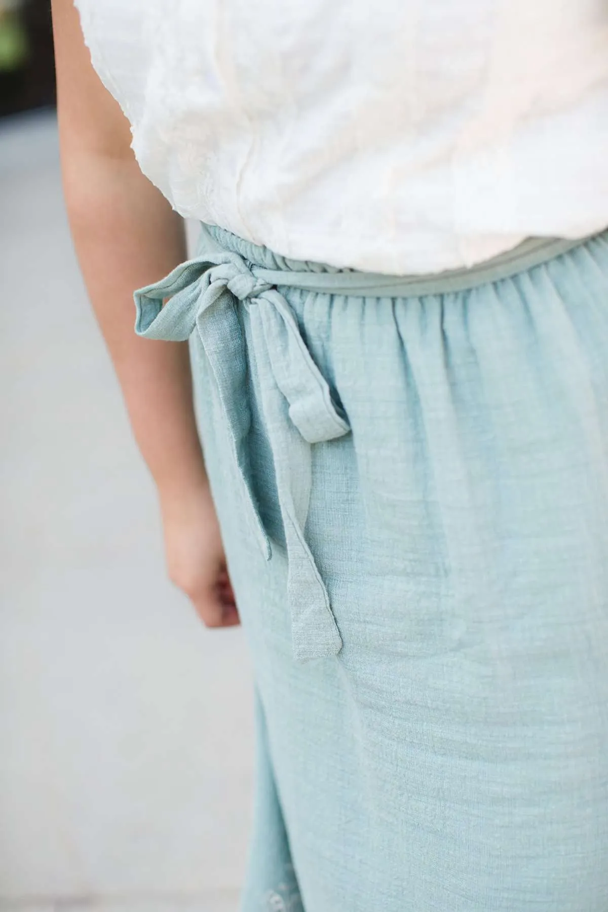 Cotton Embroidered Hem Midi Skirt-FINAL SALE