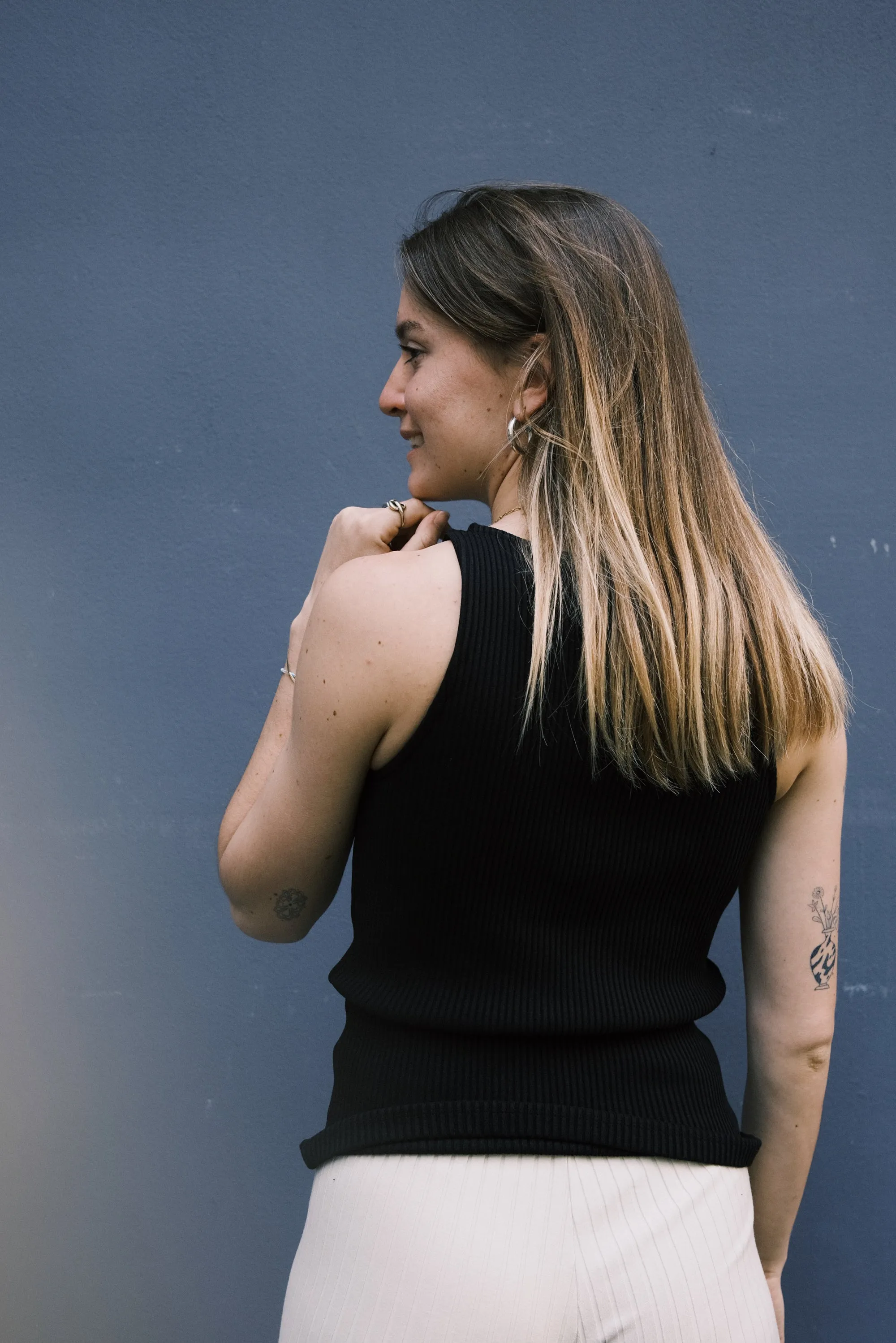 cotton tank top - ammer - black