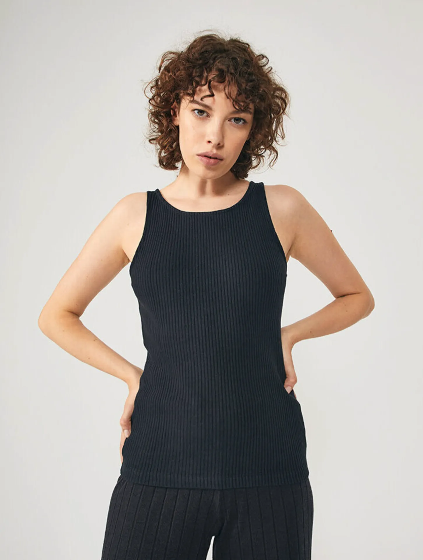 cotton tank top - ammer - black