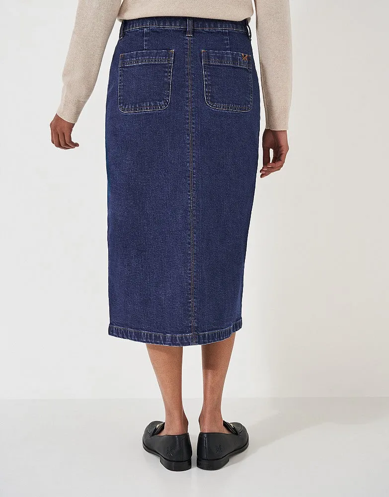 Crew Clothing Button Front Denim Midi Skirt