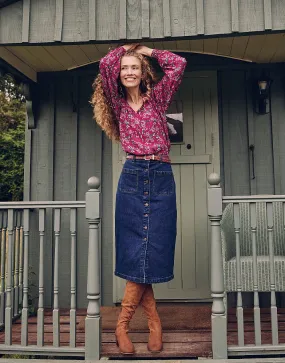 Crew Clothing Button Front Denim Midi Skirt