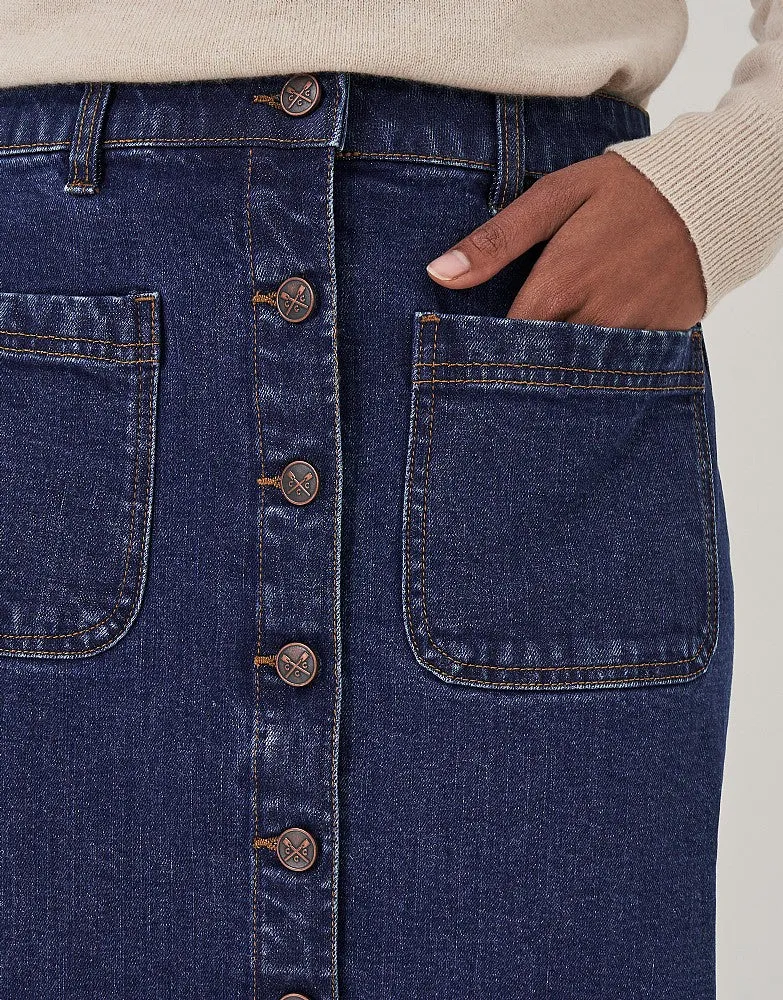 Crew Clothing Button Front Denim Midi Skirt