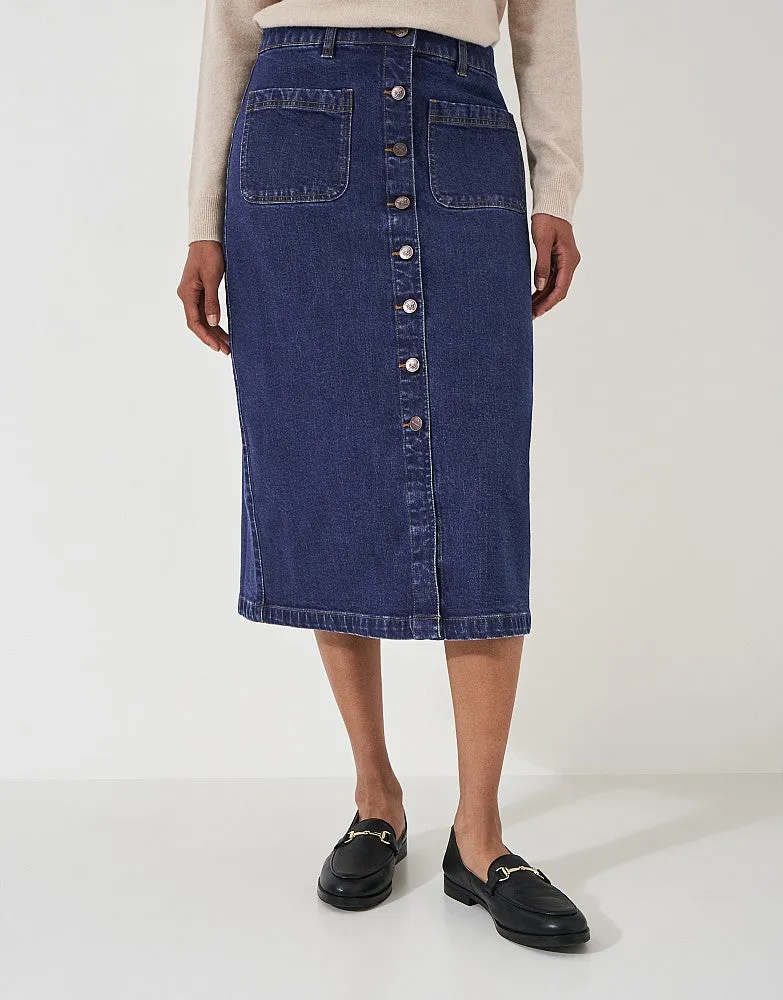 Crew Clothing Button Front Denim Midi Skirt
