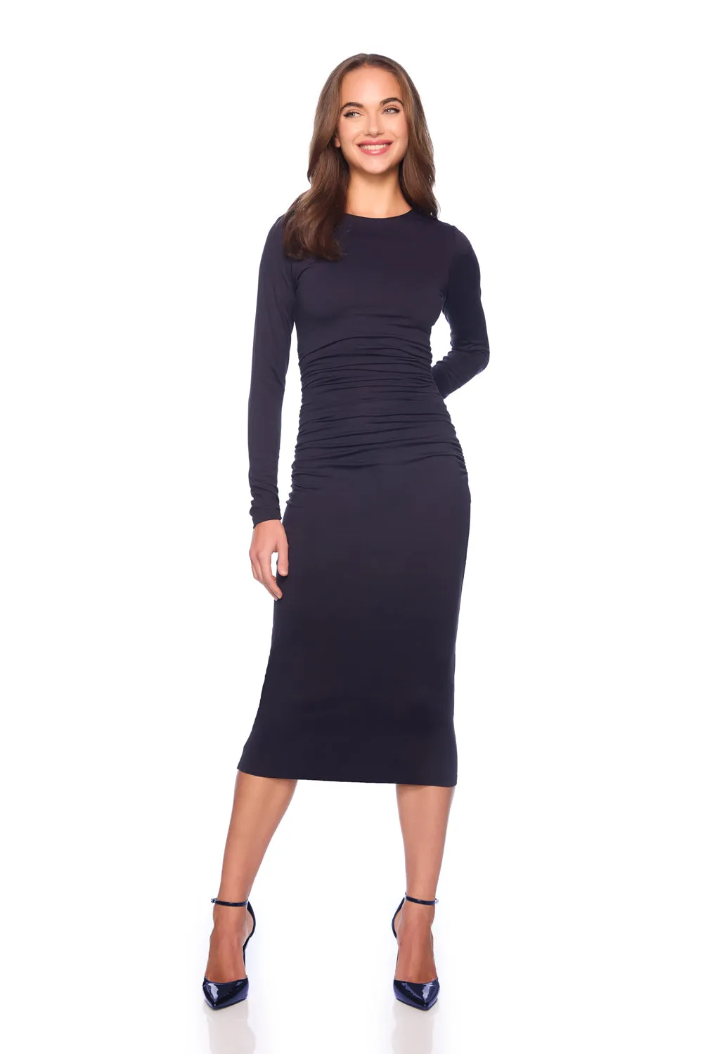 crew gathered midi dress