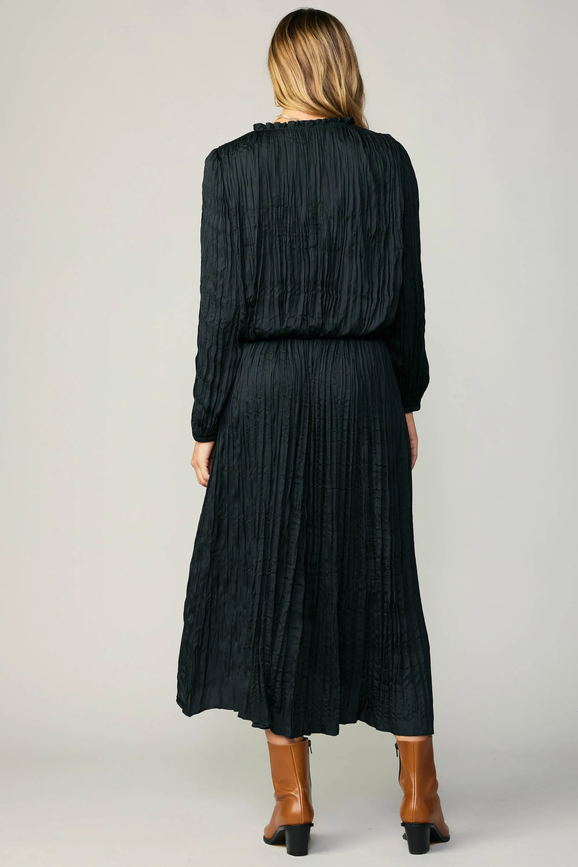 Crinkle Plisse Midi Skirt