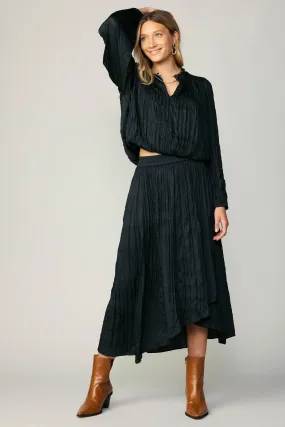 Crinkle Plisse Midi Skirt