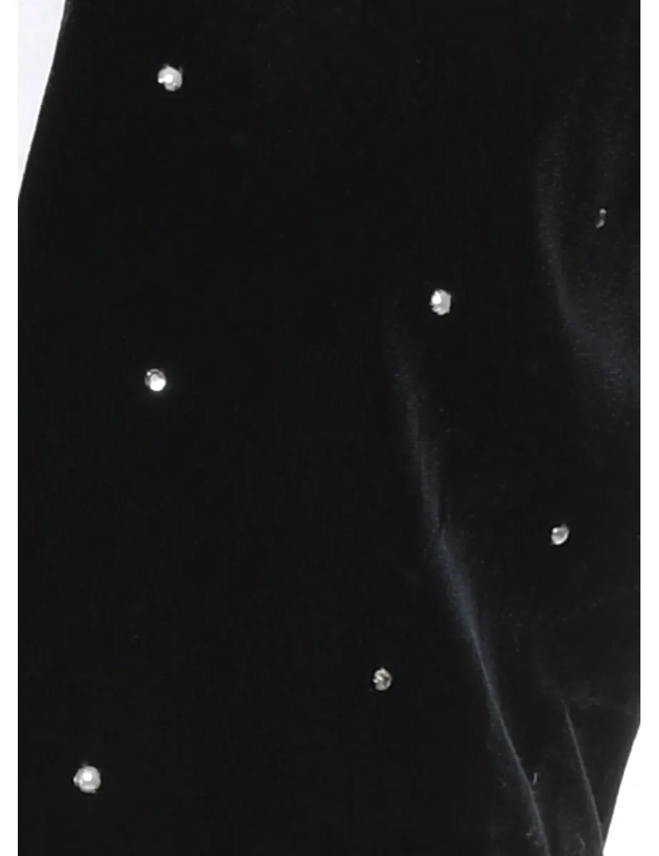Cropped Black Embellished Velvet Evening Jacket - M