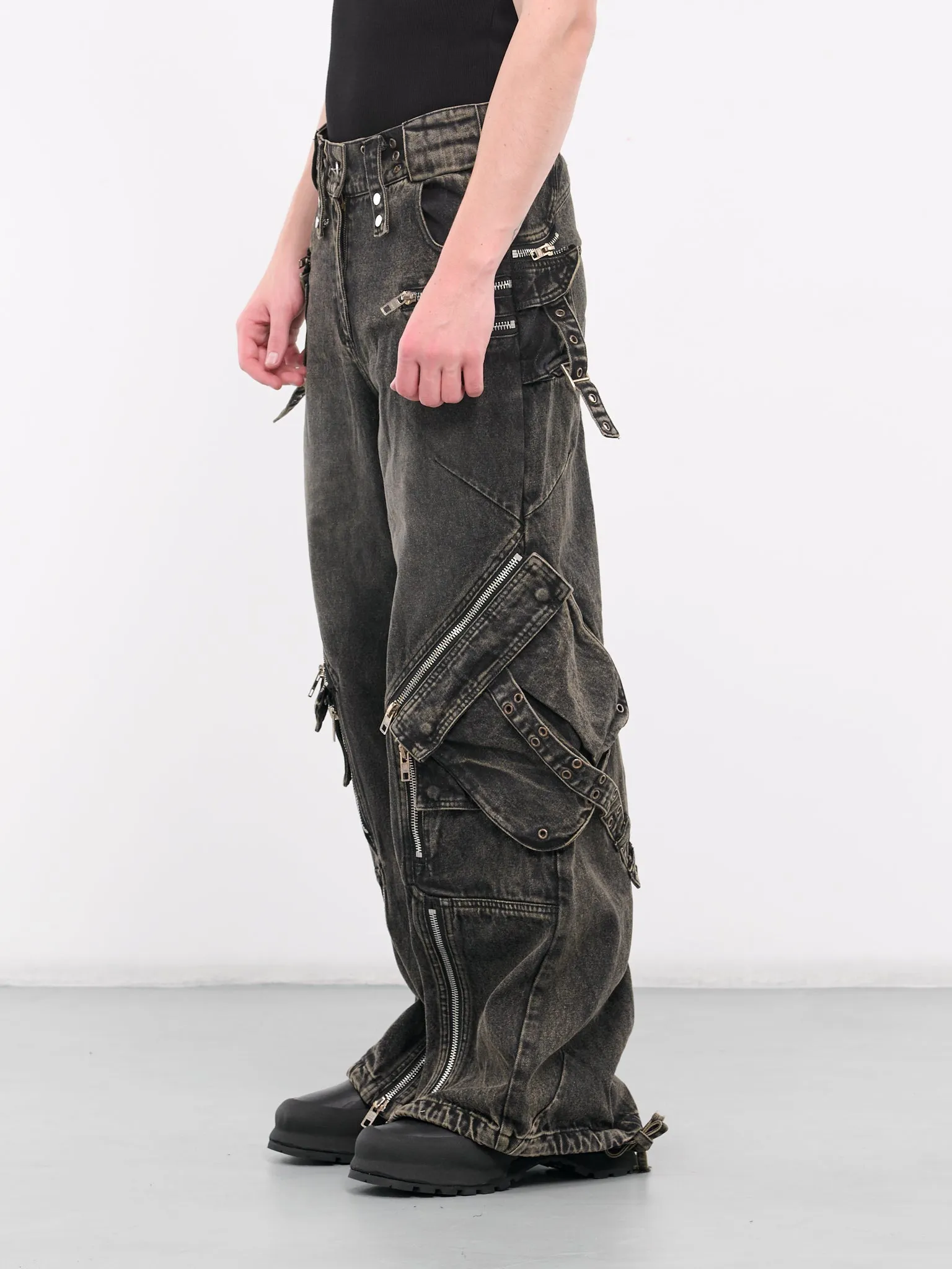 Denim Cargo Jeans (CARGO-DENIM-GREY-GREEN)