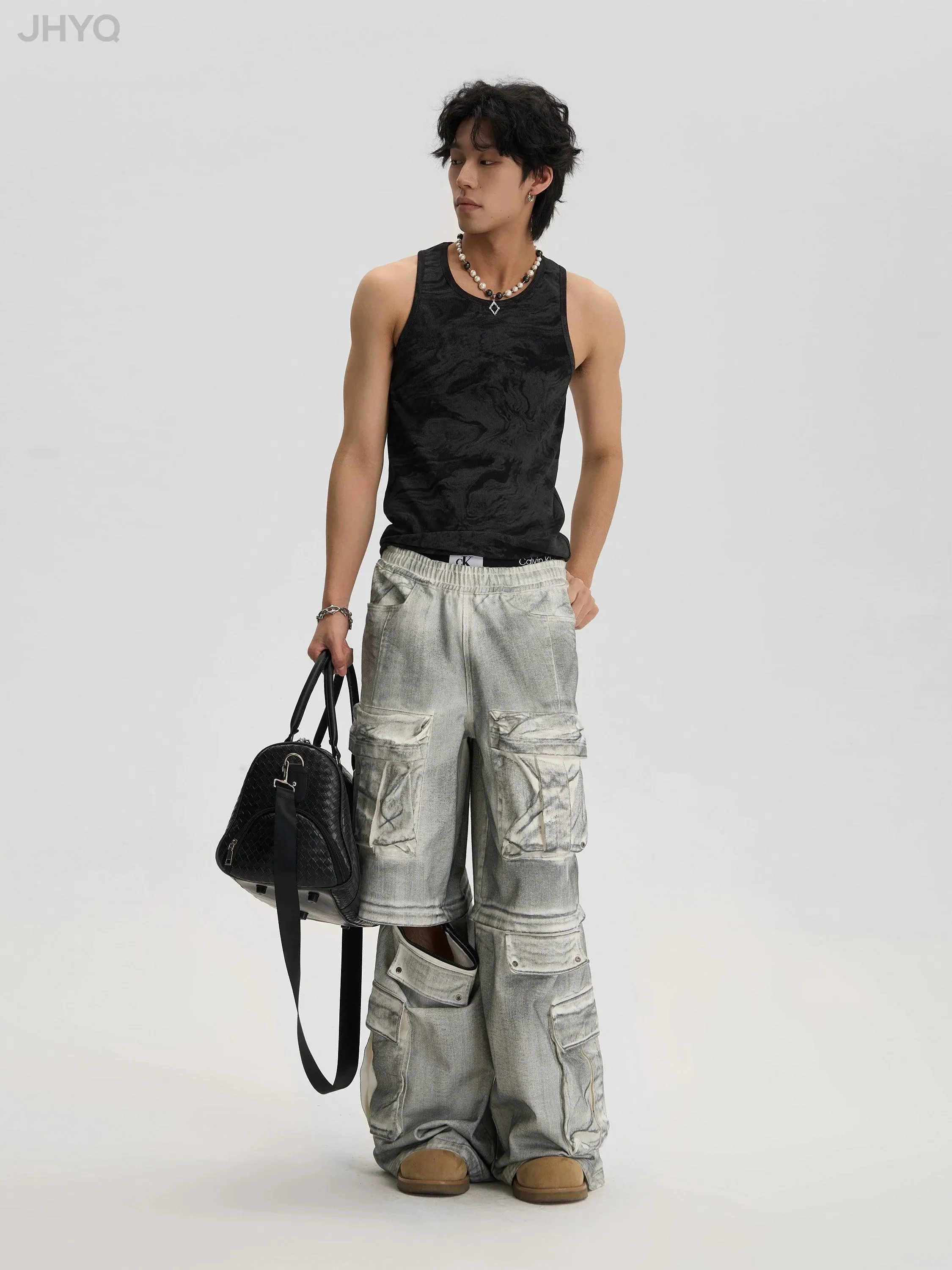 Dirty Dyed Cargo Pants With Removable Pockets