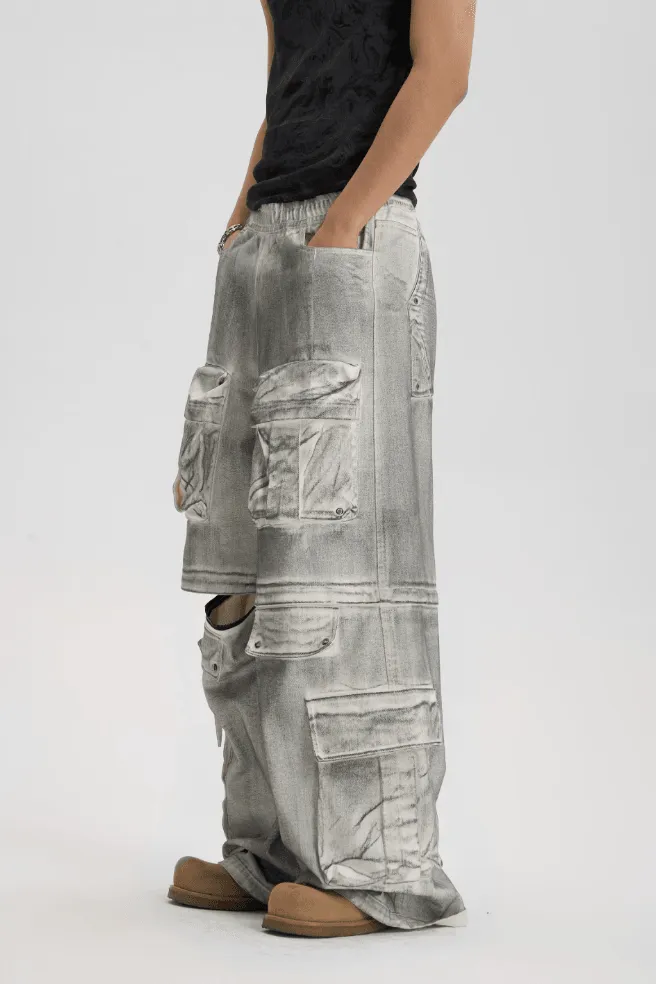 Dirty Dyed Cargo Pants With Removable Pockets