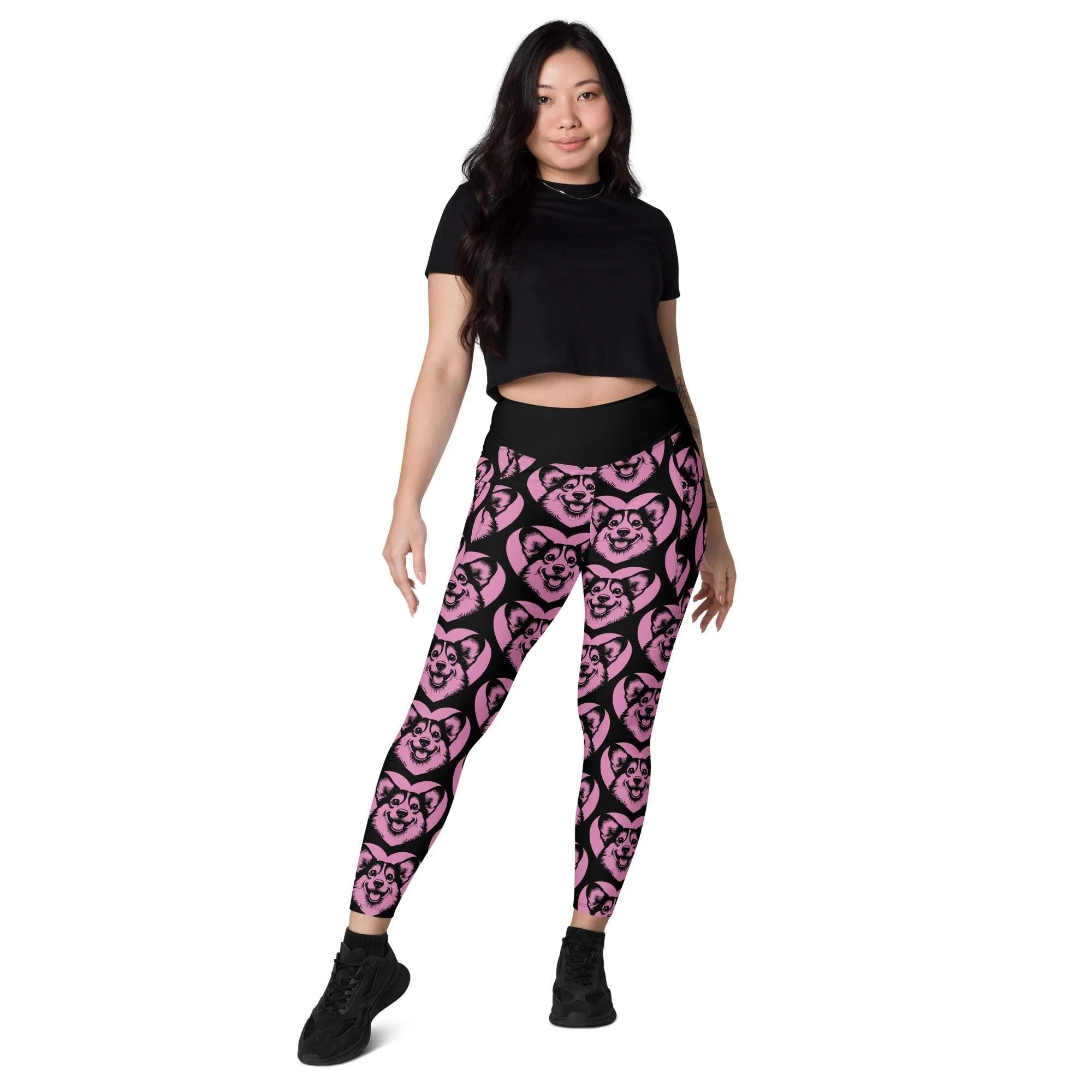 DOG BREED LEGGINGS with pockets - CORGI - HERTTAHOUND - pink