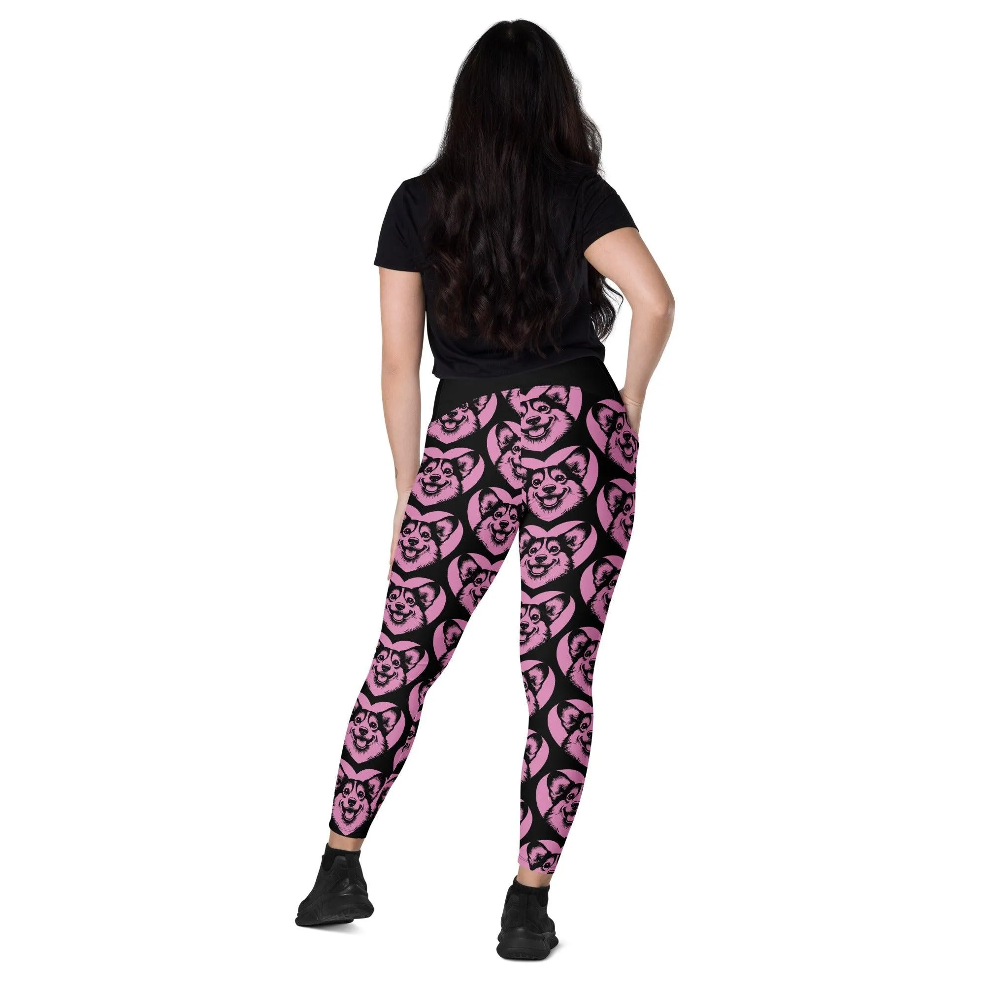 DOG BREED LEGGINGS with pockets - CORGI - HERTTAHOUND - pink