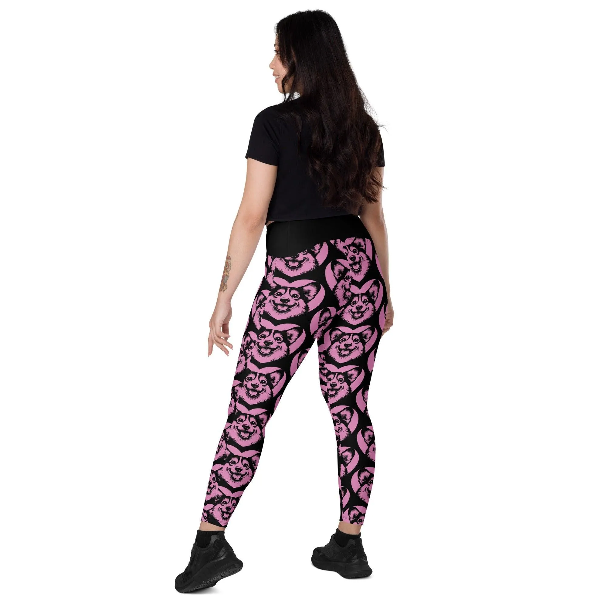 DOG BREED LEGGINGS with pockets - CORGI - HERTTAHOUND - pink