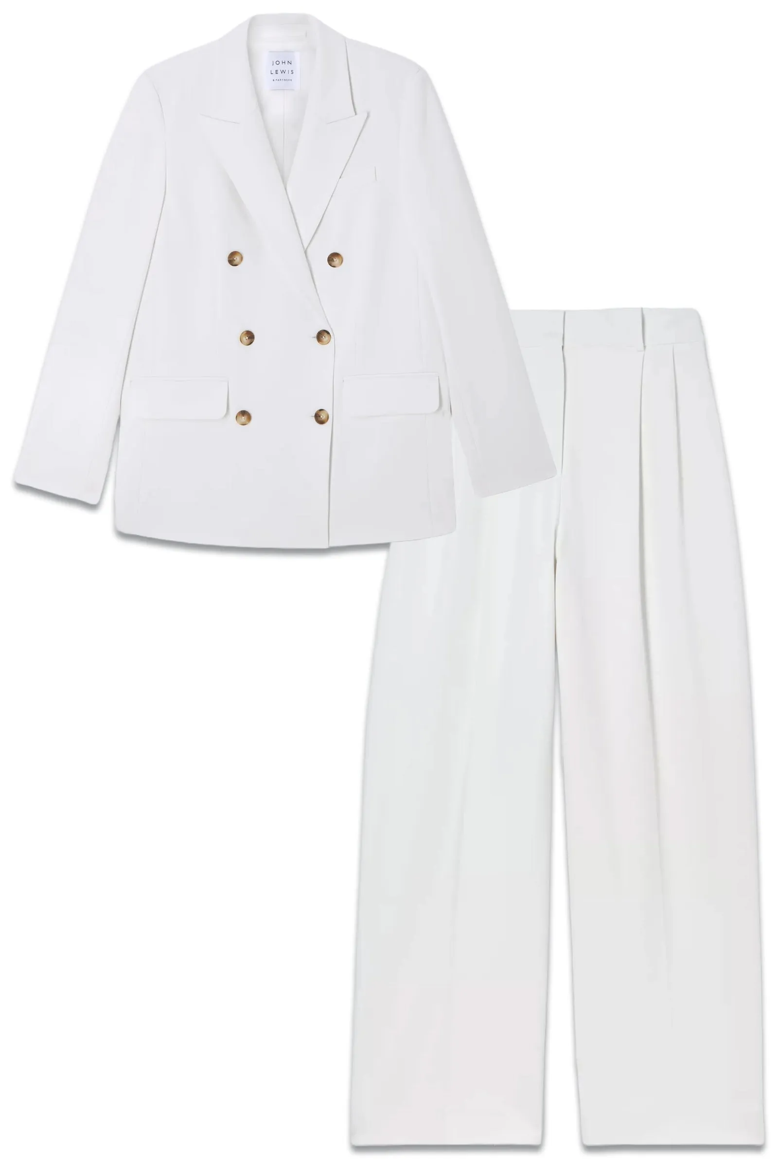 Double Breasted Blazer & High Waisted Wide Leg Trousers