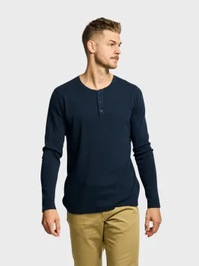 Easy Mondays T Shirt LS Henley Slub Navy