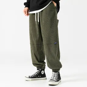 Elastic Waist Corduroy Casual Pants