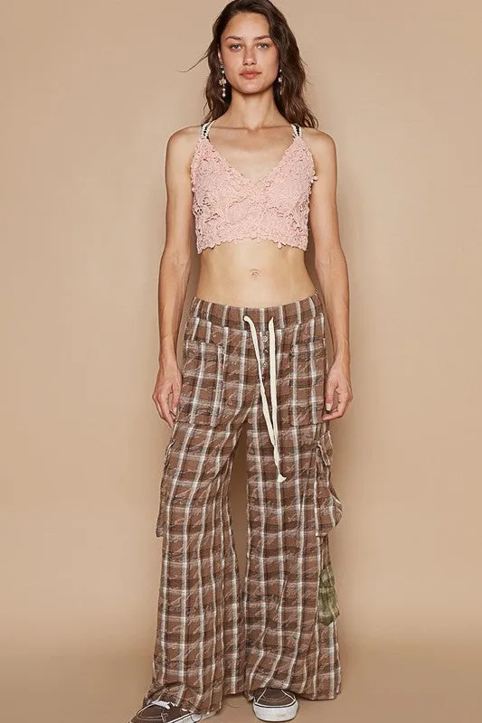 Elmwood Plaid Drawstring Cargo Pants
