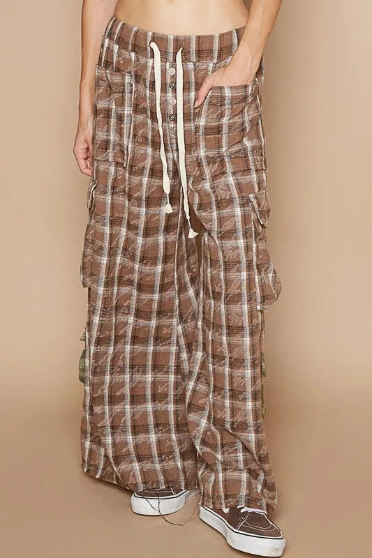 Elmwood Plaid Drawstring Cargo Pants