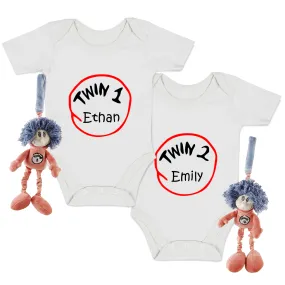 Endanzoo Matching Twins Organic Baby Bodysuits Set (Bodysuits & Stroller Toys)