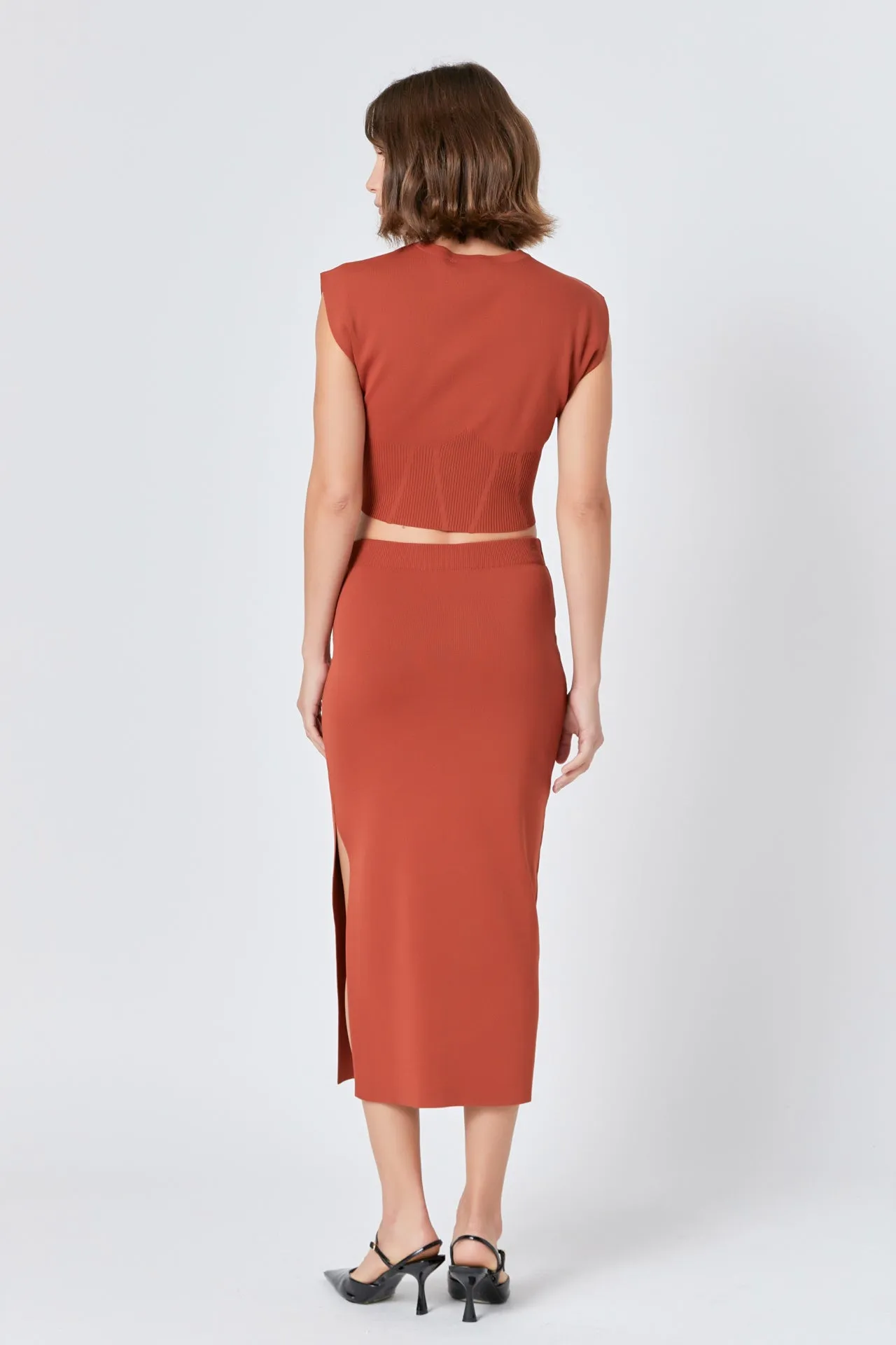 Endless Rose - Cinched Waist Sleeveless Knit Top