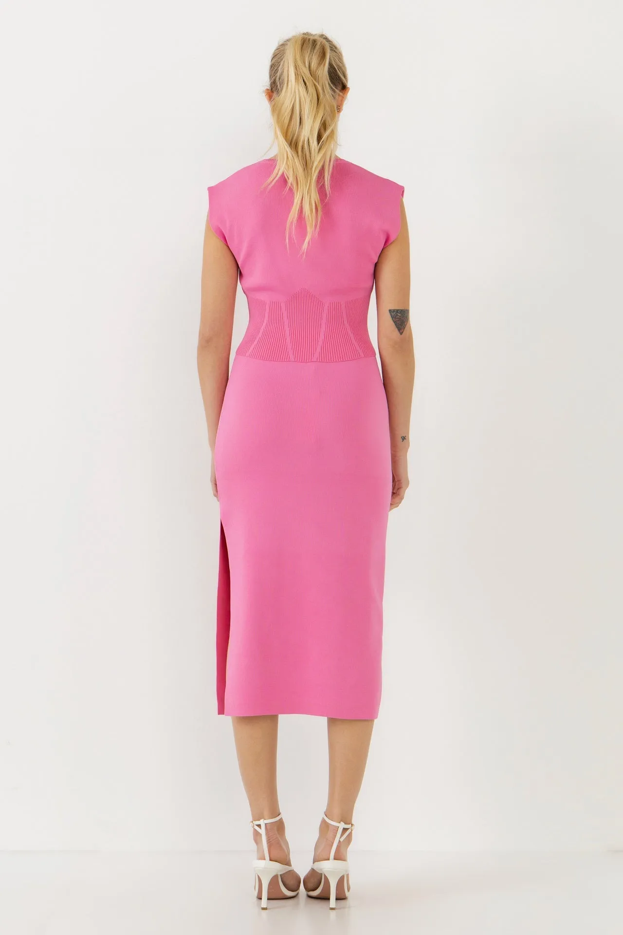 Endless Rose - Cinched Waist Sleeveless Knit Top