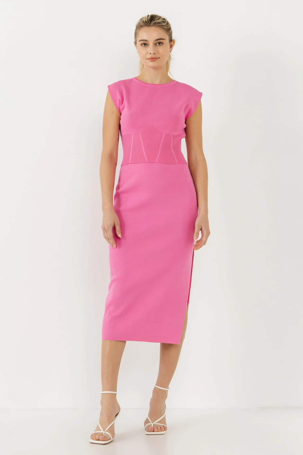 Endless Rose - Cinched Waist Sleeveless Knit Top