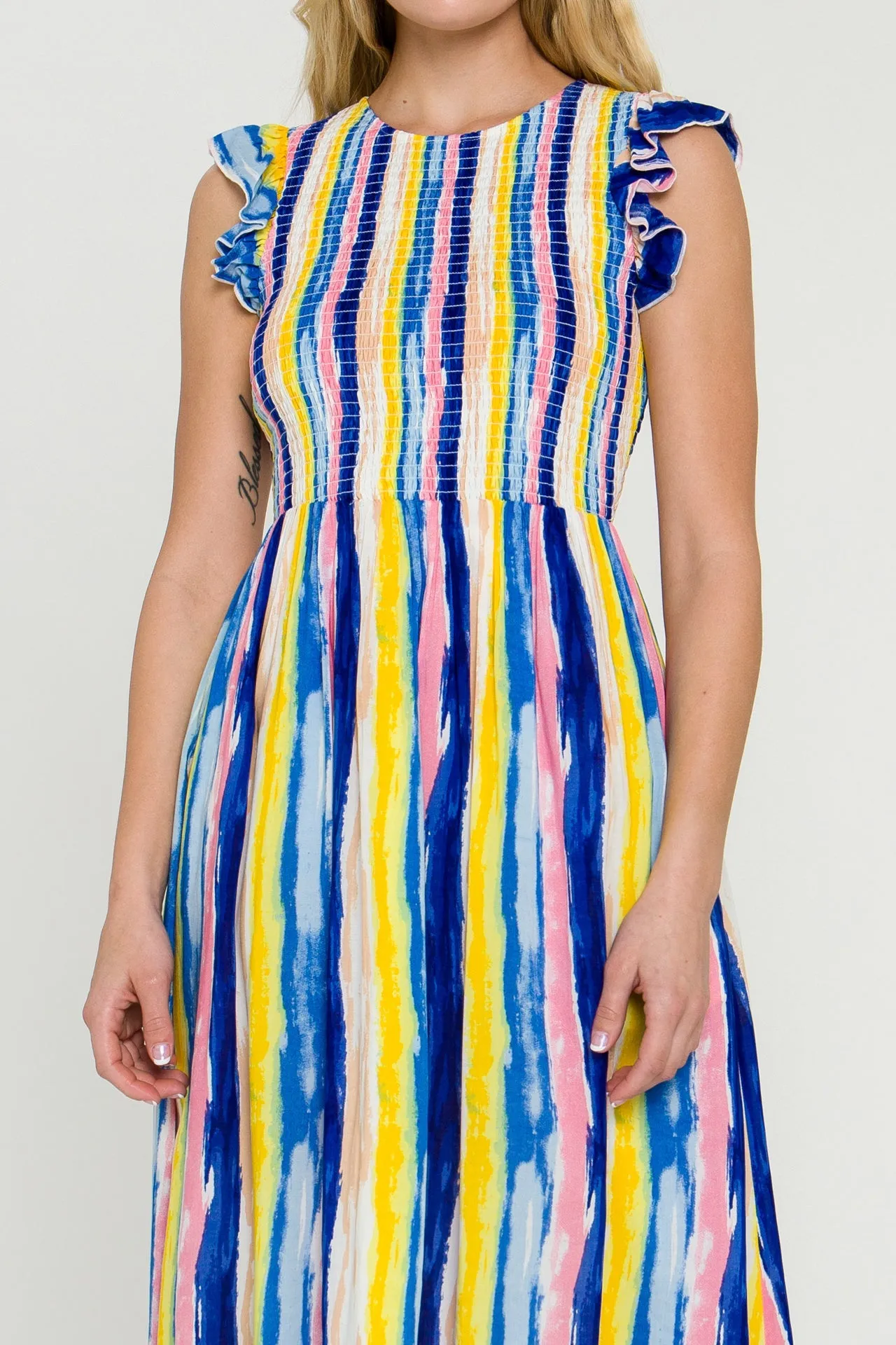 English Factory - Multi Stripe Midi Dress