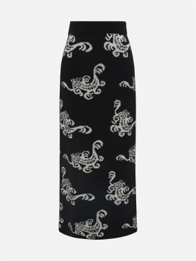 EP YAYING Jacquard Knitted Midi Skirt