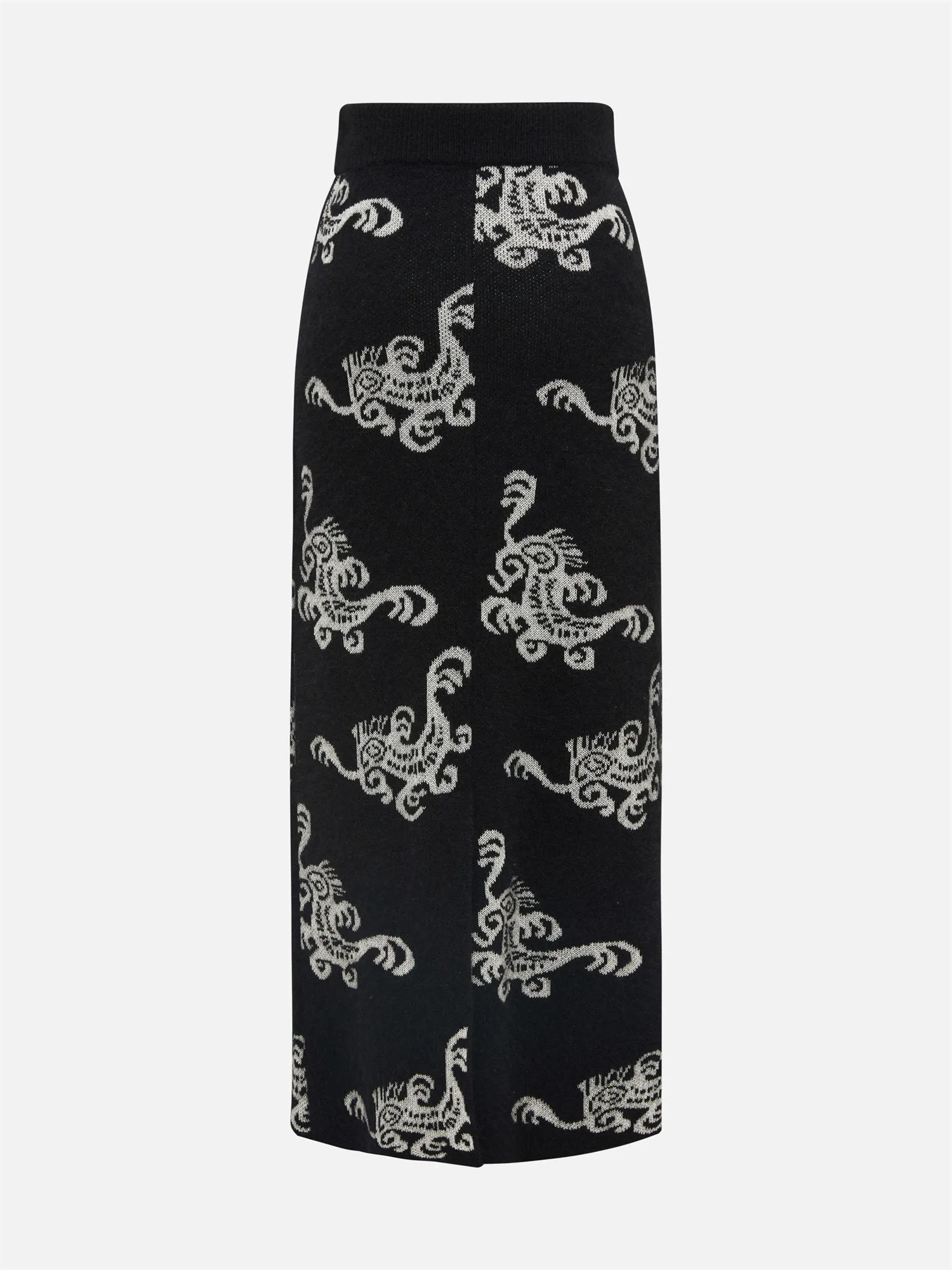 EP YAYING Jacquard Knitted Midi Skirt