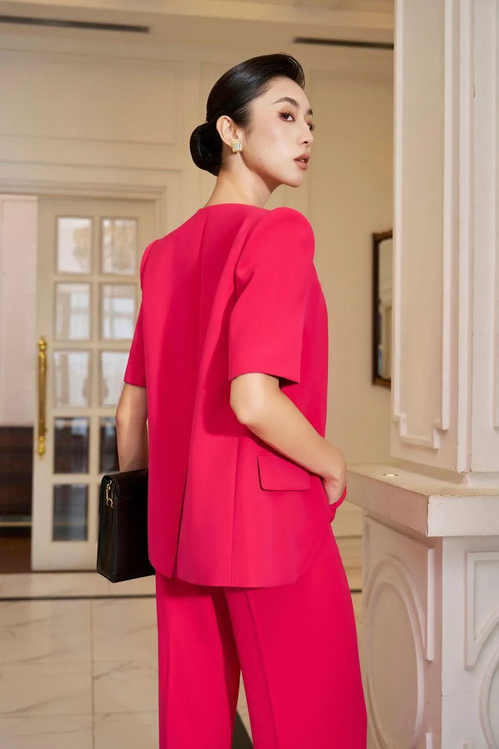 Eugenie Straight Short Sleeved Polyester Blazer