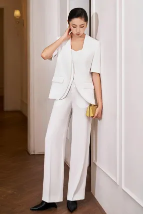 Eugenie Straight Short Sleeved Polyester Blazer