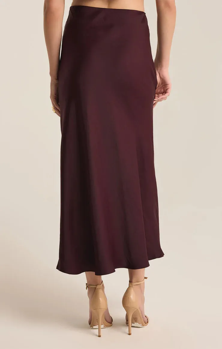 Europa Luxe Midi Skirt (Berry Wine)