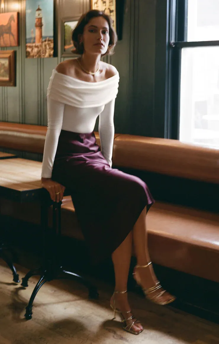 Europa Luxe Midi Skirt (Berry Wine)