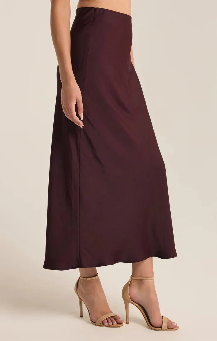 Europa Luxe Midi Skirt (Berry Wine)