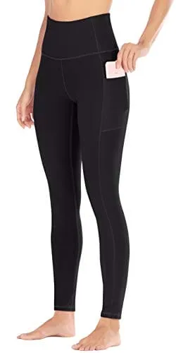 Ewedoos Women's Yoga Pants with Pockets - Leggings with Pockets, High Waist Tummy Control Non See-Through Workout Pants (Black, Large)
