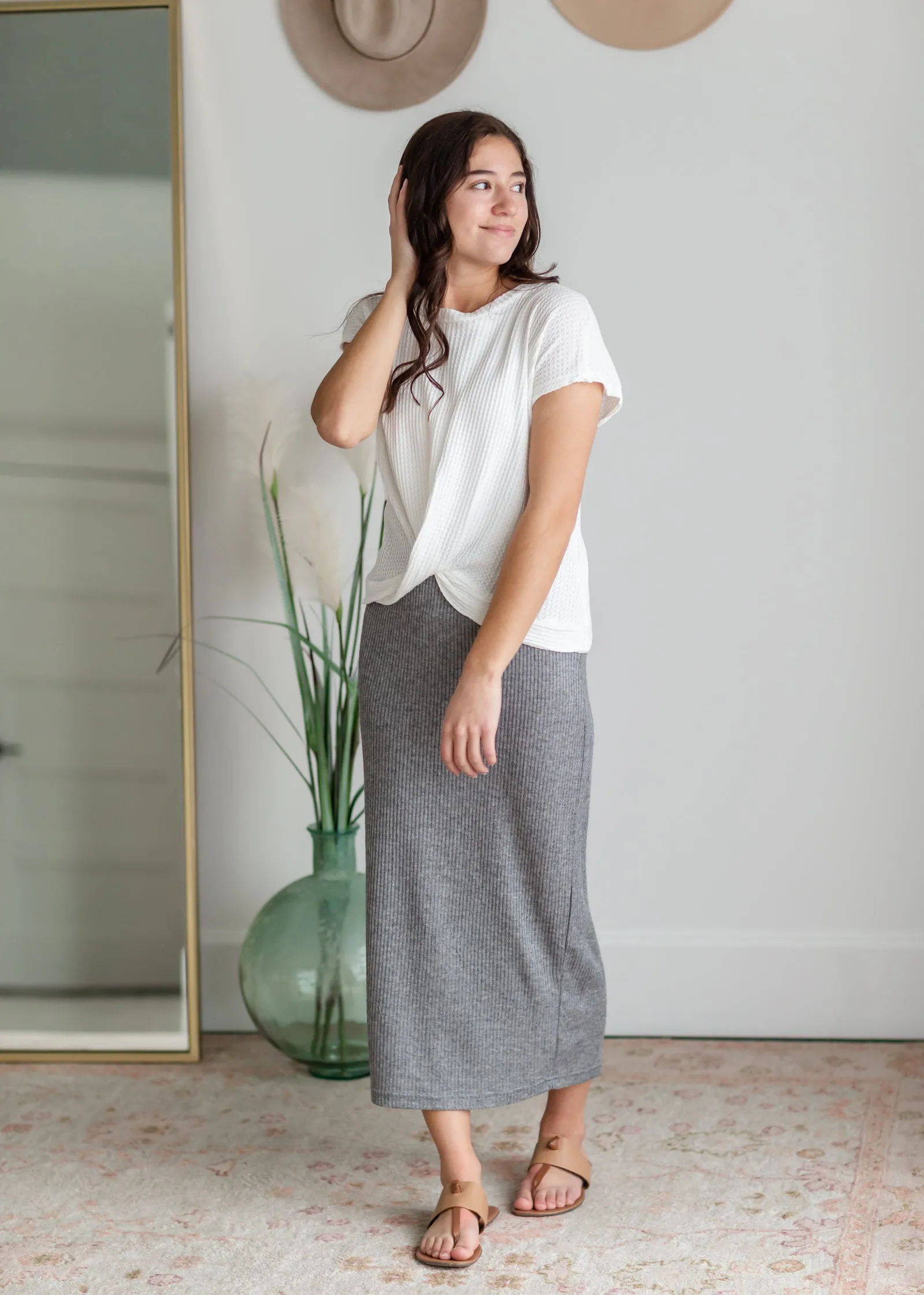 Fallon Ribbed Midi Skirt
