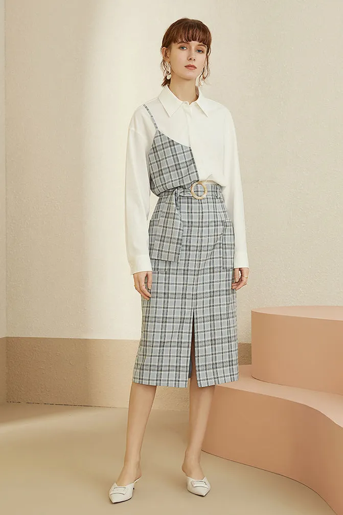 Fansilanen | Plaid Split Midi Skirt