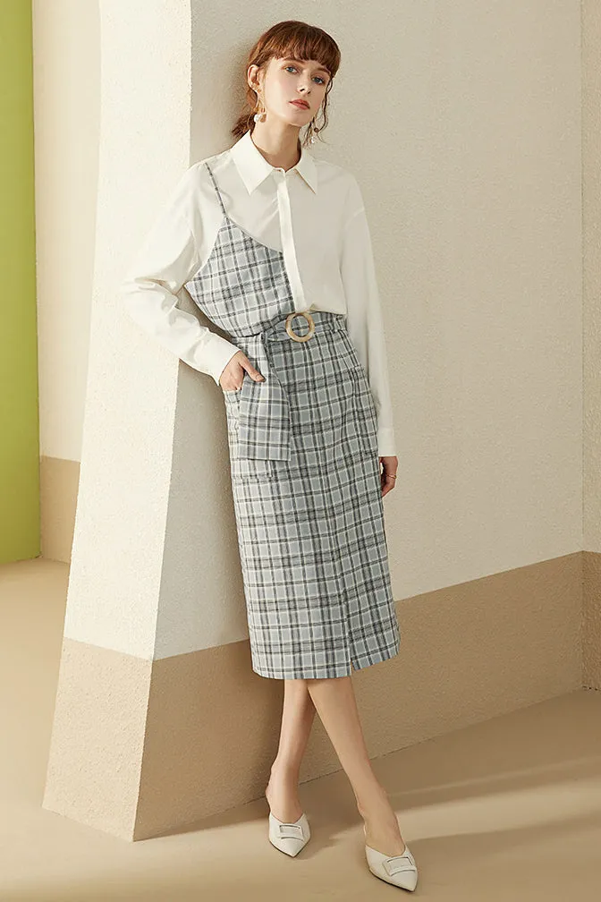 Fansilanen | Plaid Split Midi Skirt