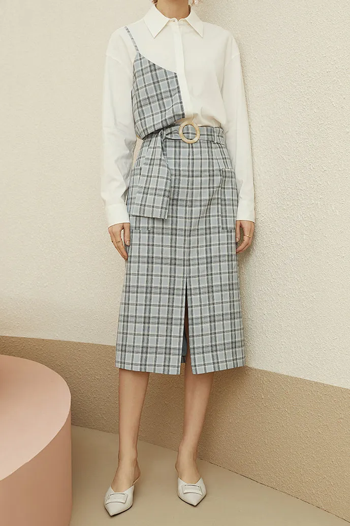 Fansilanen | Plaid Split Midi Skirt
